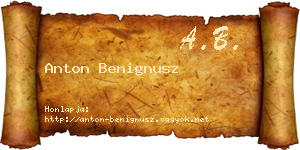 Anton Benignusz névjegykártya